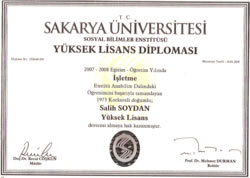 Sakarya Üniversitesi Yüksek Lisans Diploması